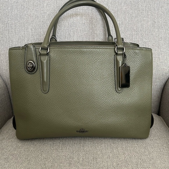 Coach Handbags - Coach Brooklyn Green Leather Tote Bag